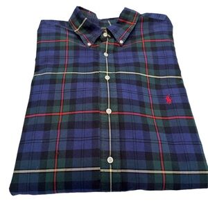 Polo Ralph Lauren Big & Tall Mens Sz XLT Green /blue Plaid L/S Oxford